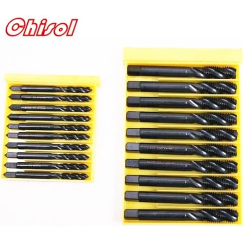 10pcs/lots M2 M2.5 M3 M4 M5 M6 M8 M10 M12 M14 M16 M18 YAMAWA screw taps nitride high speed steel spiral taps
