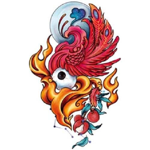 125MM×200MM Tattoo Sticker Waterproof Suzaku Ukiyoe Chinese Style Half Arm Flower Arm