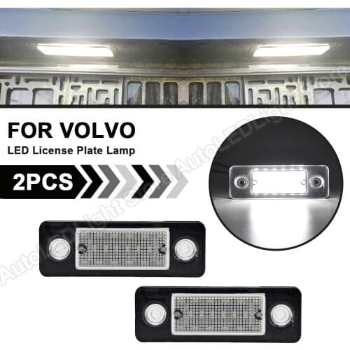 2Pcs For Volvo C30 2008 2009 2010 2011 2012 2013 LED License Plate Tag Lights 12V 6000k White Number Plate Lamp OEM#31213991