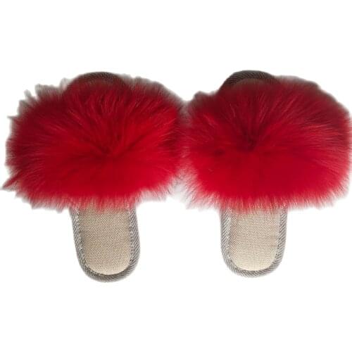 31311 New 2019 Keep Warm Fur Slides Ladies Indoor Shoes Women Creative Fox Fur Slippers