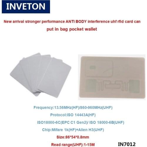 Free shipping 5pcs /10pcs PVC plastics rfid dual frequency card passive long range Alien Higgs3 UHF+ HF uhf rfid card