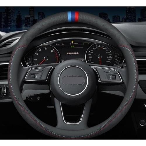 Carbon Fiber Cow Leather Steering Wheel Cover For Audi A1 A3 A4 A5 A6 A7 A8 Q2 Q3 Q5 Q7 Q8 R8 S4 S3 S5 S6 S8 2018 2019 2017