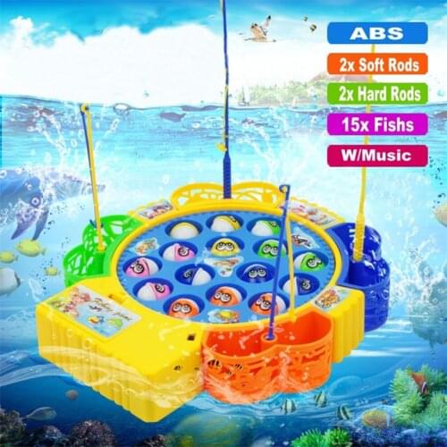 Electronic Magnetic Fishing Toy Muscial Magnet Fishing Game Plastic Music Fish Plate Set Magnetic Outdoor Sports Toys For Kids