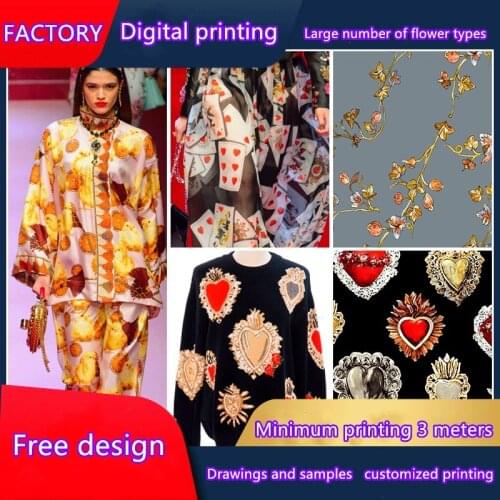 Customized stretch fabric 2020 digital printing processing can provide pictures or choose our design patterns for free layout