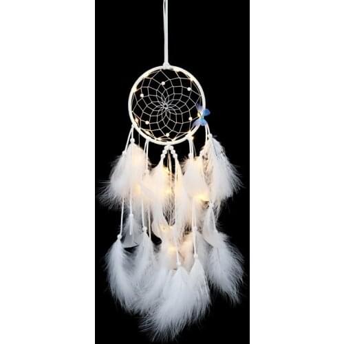 India Handmade White Dream Catcher With Butterfly handmade Rattan Dreamcatcher with Feathers for Home Wall Decorations Ornaments