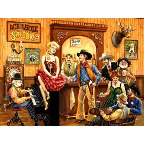 JMINE Div 5D west Cowboys Lady sing saloon Bar Full Diamond Painting cross stitch kits art Cartoon 3D paint by diamonds