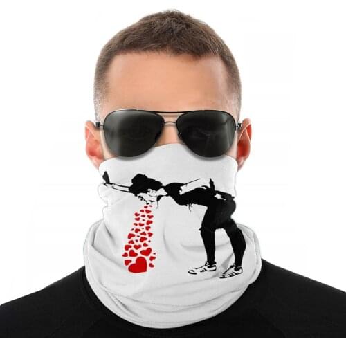 Lovesick Banksy Street Artwork Grafitti Scarf Neck Face Mask Unisex Halloween mask Balaclava Bandanas Polyester Headwear Hiking