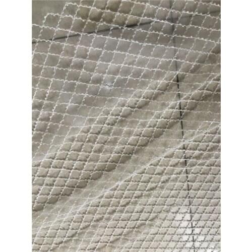 Small tube beads embroidewred YG-786 best quality embroidered african tulle mesh lace fabric with fringe for fashion show dress