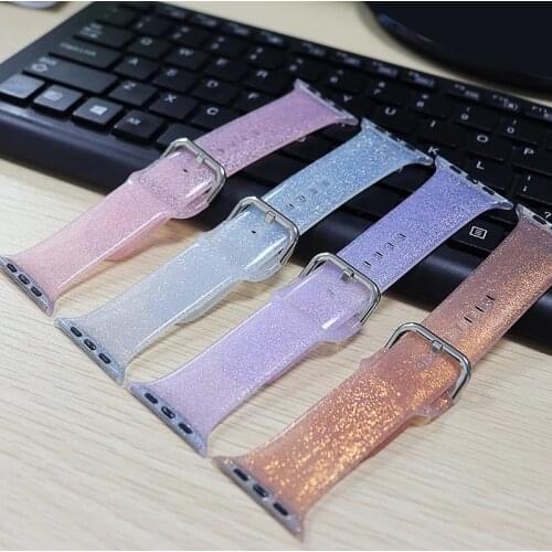 Shimmering Powder Strap for Apple Watch Series 6/5/4/SE Band 40 44MM Band for IWatch 3/2/1 38 42MM Buckle Silicone Watchband