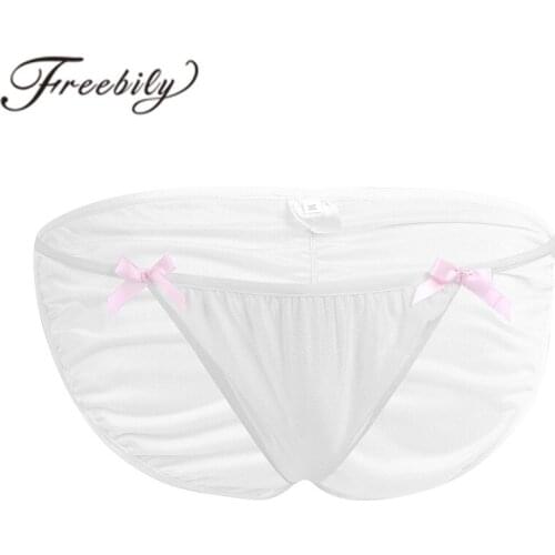 Freebily Fashion Sexy Men Polyester Lingerie Bowknots Bikini Briefs Underwear Underpants Jockstraps Sexy Panties for Mens
