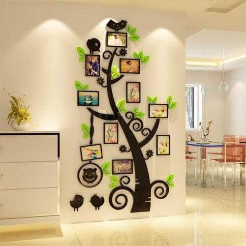 Cartoon bird photo frame tree DIY Childrens room bedroom home living room TV background wall decoration 3D acrylic wall sticker