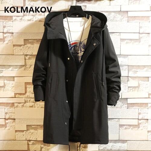 KOLMAKOV Trench Coats Men 2020 Mens cotton Casual Trench Coat M-6XL Hooded Windbreakers Male Waterproof Long Jackets men