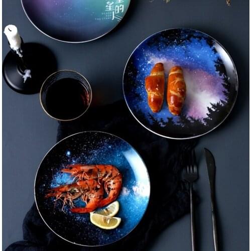 Nordic Star universe plate set high quality ceramic tableware dessert steak bread dinner plate set dishes kitchen decoration