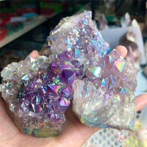 Natural Healing Crystals Stone Carving Crafts Aura Amethyst Cluster For Christmas Decorations