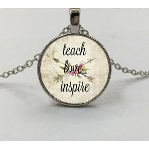 TEACH LOVE INSPIRE,Teacher jewelry,Teach Love Inspire charm,Gift for Teacher,Daycare provider, Teacher charm necklace