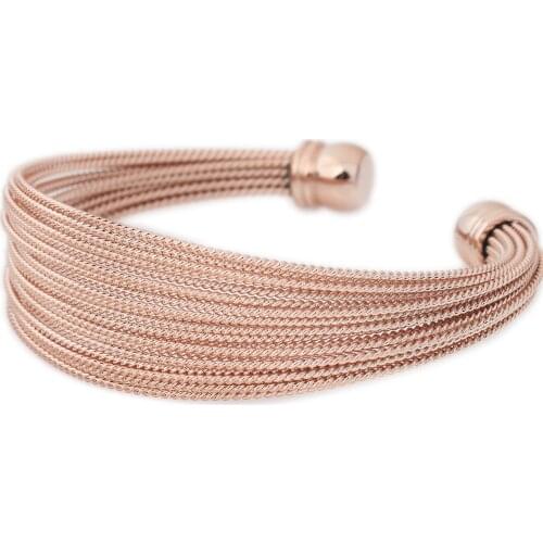 Never Fade Stainless Steel A Lot Of Twisted Wire Bracelets Bangles Gold / Rose Gold Womens Fashion Jewelry