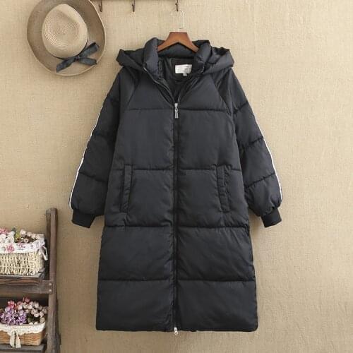 Plus Size Womens Winter Coat Mid-Length Coat Hoodie Long Sleeve Interlayer Cotton Thickening Large Size For FatLady Looser Coat