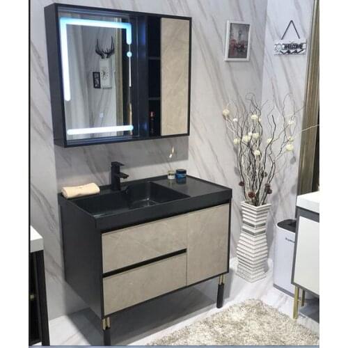 Light luxury rock integrated basin bathroom wash stand wash basin bathroom intelligent mirror bathroom cabinet combination