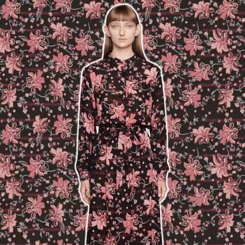 Polyester satin fabric European designer castle pattern for skirt pants shirt sewing fabric