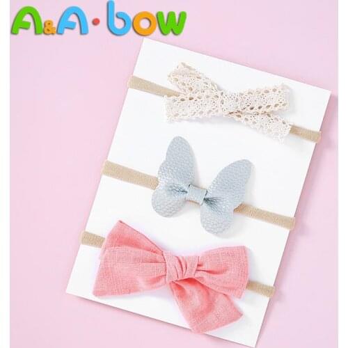 3pcs/lot Cute Bow Baby Headband for Girl Nylon Head Bands Turban Newborn Headbands Hairbands for Kids Baby Hair Accessories