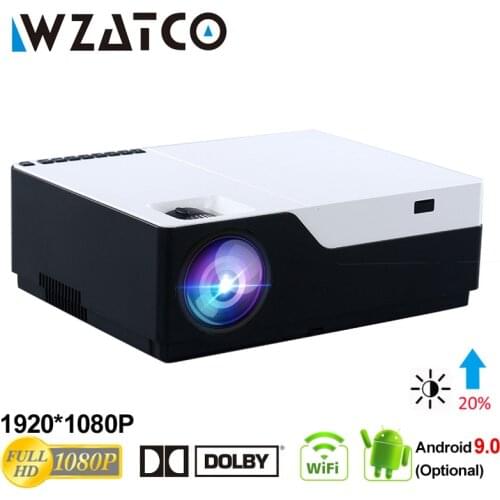 WZATCO M20 Full HD 1080P Projector 4D Keystone Android 10.0 WIFI for Smartphone Video 4K Proyector 200inch Home Cinema T26K M19