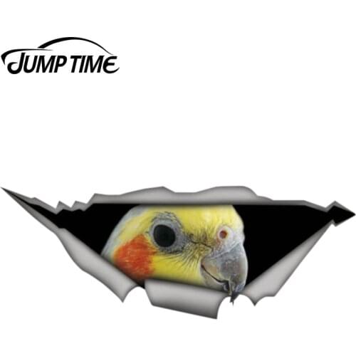 Jump Time 13cm x 4.8cm Cockatiel parrot decal Sticker Torn Metal Decal Wild Animal Car Stickers Window Bumper 3D Car Styling