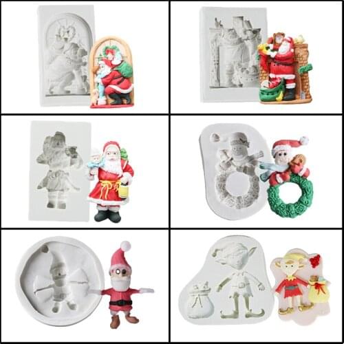 Meibum Christmas Silicone Fondant Cake Mold Santa Claus Avatar Resin Clay Paste Sugar Craft Chocolate Dessert Decorating Mould