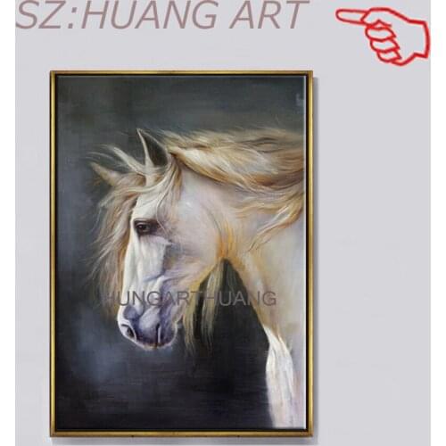 Hand- painted canvas oil paintings white horse picture wall art for home decoration modern oil painting on canvas no frame