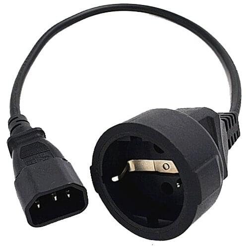 C14-European Socket,IEC320 C14 Male Plug To European French German Socket Machine Box PDU Server Power Extension Cable Cord 0.3M
