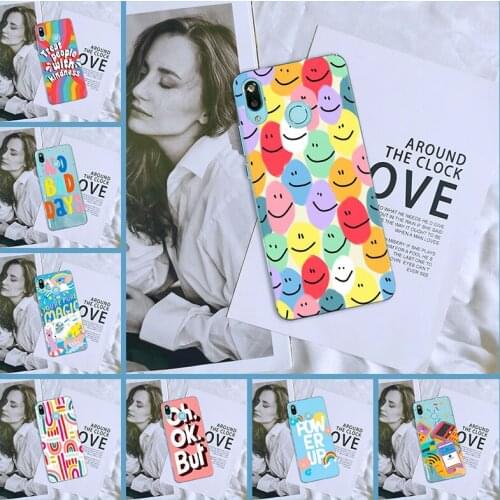 Cartoon Smile Quote Phone Case Silicone For Huawei Nova Smart Lite 2017 Back Cover For Huawei Nova 2i 3 3I 3E 2 Lite Plus 4 4E 5