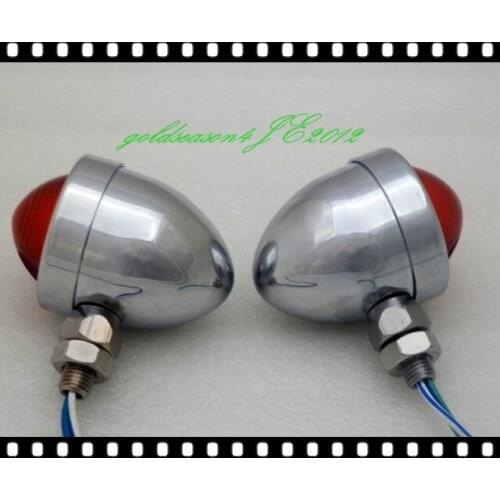 From aftermarket Chrome/Red Bullet TURN SIGNAL STEEL LIGHT fitting for Harley Bobber Chopper Cruiser