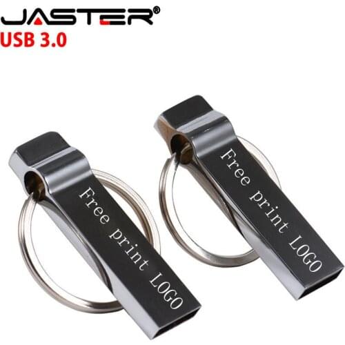 JASTER USB 3.0 USB Flash Drive 4GB~64GB Metal Pen Drive Stainless Steel USB Memory Stick Pendrive With Key Ring customer logo