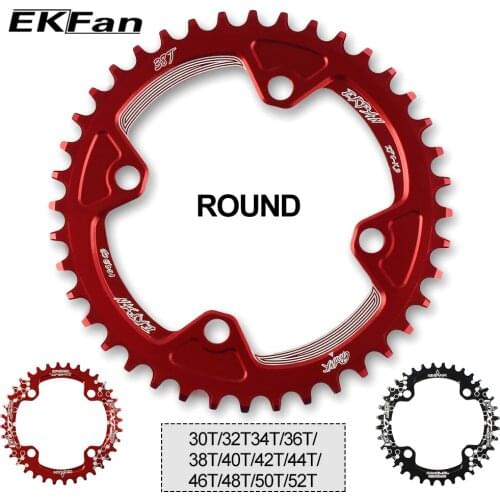 EKFan XT Round Shape Narrow Wide 30T 32T 34T 36T 38T 40T 42T 44T 46T 48T 50T 52T 104BCD Cycling Chainring MTB Bike Chainwheel