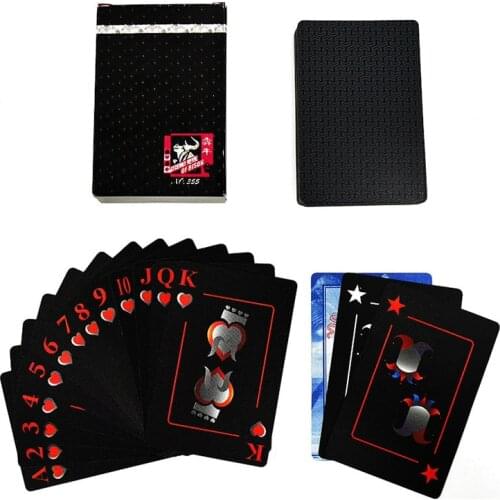 High Quality Frosted Waterproof PVC Poker Playing Cards Black Durable Magic Poker Collection Game Cards Paper