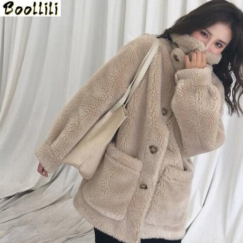 Boollili Sheep Shearing Real Fur Coat 100% Wool Jacket Women Clothes 2020 Autumn Winter Coat Women Korean Fashion Fur Tops