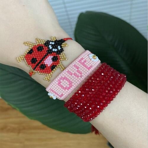 BLUESTAR Bohemian Bracelet MIYUKI Bead Bracelet For Women LOVE Letter Pulseras Mujer Moda Crystal Bead Handmade Woven Gift