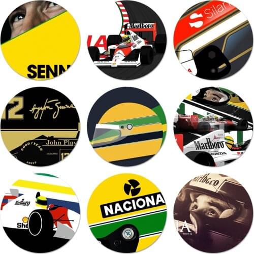 Ayrton Senna Helmet Icons Pins Badge Decoration Brooches Metal Badges For Backpack Decoration 58mm