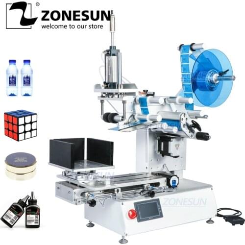 ZONESUN XL-T803 Semi-automatic Flat Plastic Cans Rubiks Cube Shampoo Water Milk Juicer Bottle Labeling Machine Labeller