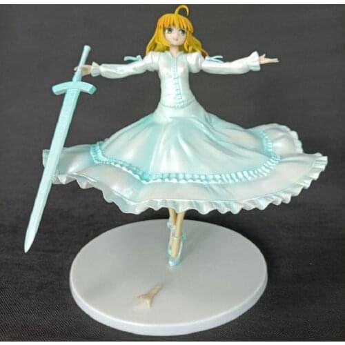 1:6 Fate Stay Night Saber Light blue skirt Vinyl Action Figures Take the sword Collection Model Doll Toys for Children Gifts
