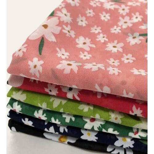 1 m *1.5 m Wide Printed Pearl Chiffon Skirt Cloth Chiffon Shirt Flowing Feeling Half Through The Small Fresh Dress Fabric