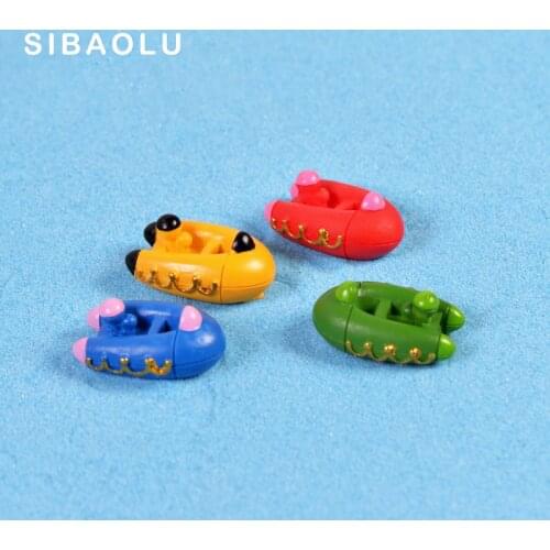 1pc Rubber boat Miniature Figurine DIY Accessories Doll Baby building home Decoration Simulation plastic Play house resin craft