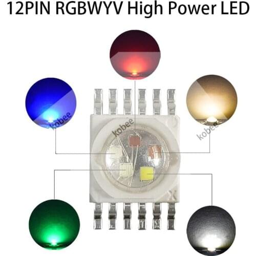 12PIN RGB RGBW RGBWY RGBWYV High Power LED Chip 3W 4W 15W 18W Colorful DIY molding LED Stage lights Source