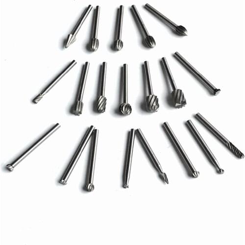 20PCS/set HSS wood carving cutter woodworking rotary burrs carving knife carving hollowing grinder fittings for wood plastic