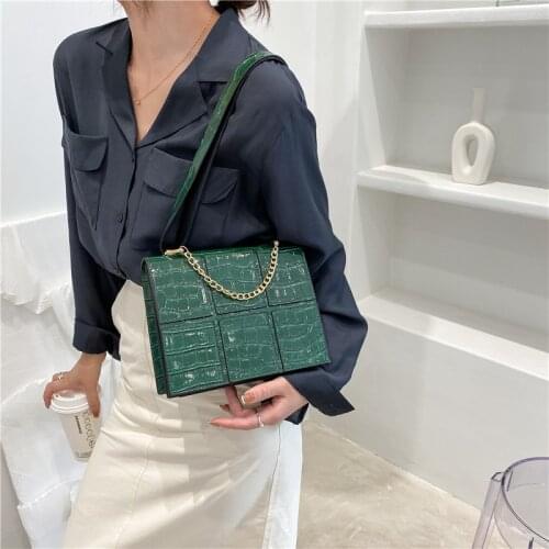2021 Brand Designer Crocodile Pattern Stitching Womens Shoulder Bag Luxury Chain Handbag PU Leather Crossbody Bag Female Purses