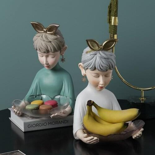 2021 Light Luxury Girl Glass Tray Decoration Accessories Modern Creative Living Room Key Storage Fruit Home Decor Sculpture