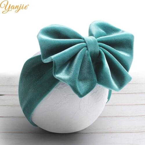 2020 Spring Velvet Big Hair Bows Winter Headband Funky Soft Solid Elastic Hair Bands DIY Hair Accessories For Girls Boutique