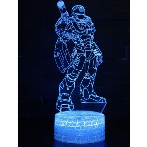 Superhero War Machine theme 3D Lamp LED night light 7 Color Change Touch Mood Lamp Christmas present Dropshippping