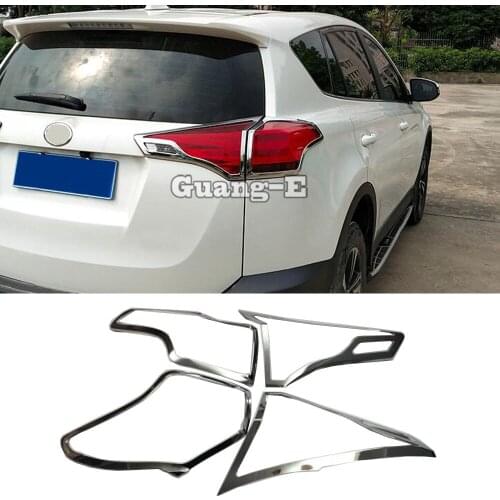 For Toyota RAV4 2014 2015 2016 Car Styling Body Rear Tail Back Light Lamp Frame Stick Chrome ABS Cover Trim 4pcs