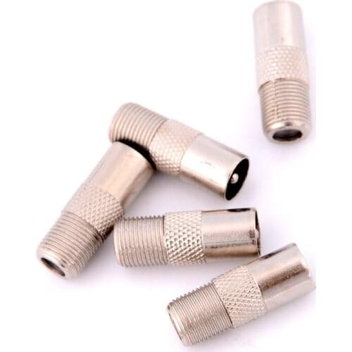 5pcs Aluminium Alloy F Type Socket To Coax RF IEC Aerial Plug Male Adapter Twist On Connector
