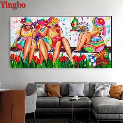 5d Diamond Painting fashion Fat lady Party Diamond Embroidery Rhinestone Pictures for Living Room Cuadros Decor 2021 New Gift